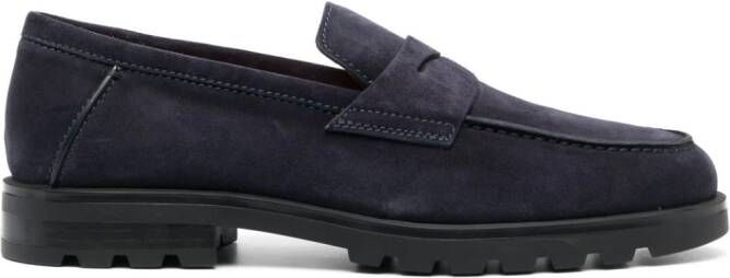 Santoni Suède loafers Blauw