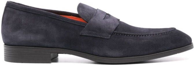 Santoni Suède loafers Blauw