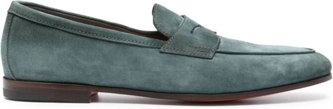 Santoni Suède loafers Blauw