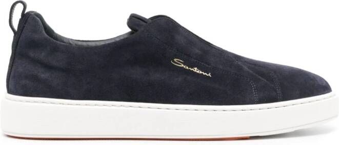 Santoni Suède sneakers Blauw