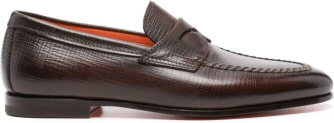 Santoni Leren loafers Bruin