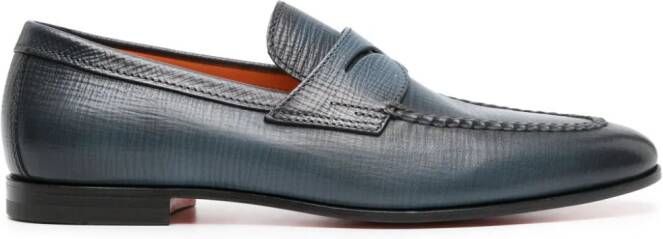Santoni Leren loafers met textuur Blauw
