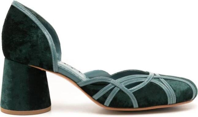 Sarah Chofakian Albert 55 fluwelen pumps Groen