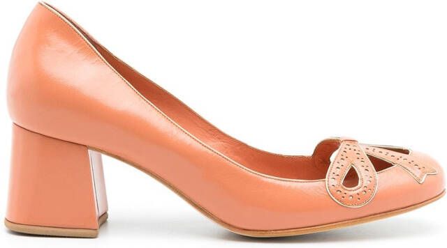 Sarah Chofakian Audrey leren pumps Oranje