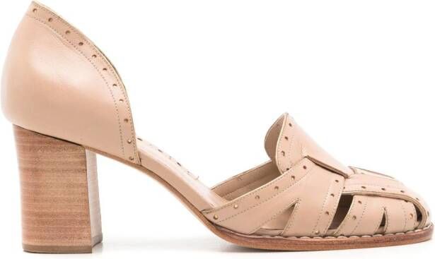 Sarah Chofakian Colette leren pumps Beige