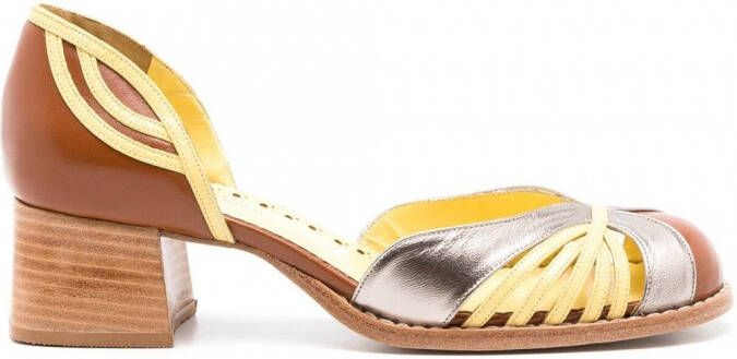 Sarah Chofakian Elaine pumps met colourblocking Bruin