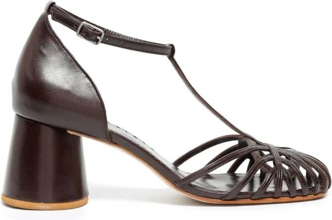 Sarah Chofakian Eugenie 65 mm gekooide leren pumps Bruin