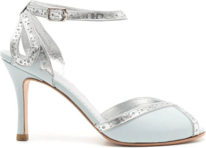 Sarah Chofakian Gelee 75mm metallic-finish sandals Blauw