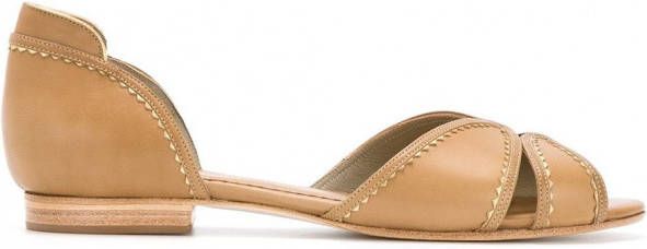 Sarah Chofakian leren ballerinas Beige