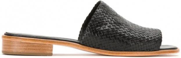 Sarah Chofakian Leren slippers Zwart