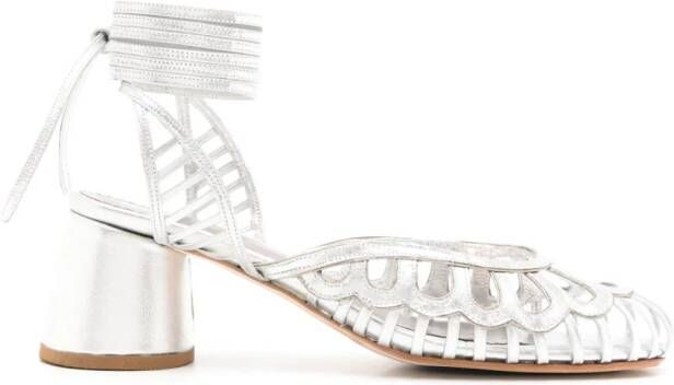 Sarah Chofakian Lilibet 55 mm leren pumps Zilver