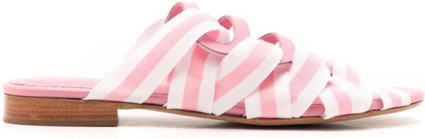 Sarah Chofakian Mia slippers met streepdetail Roze