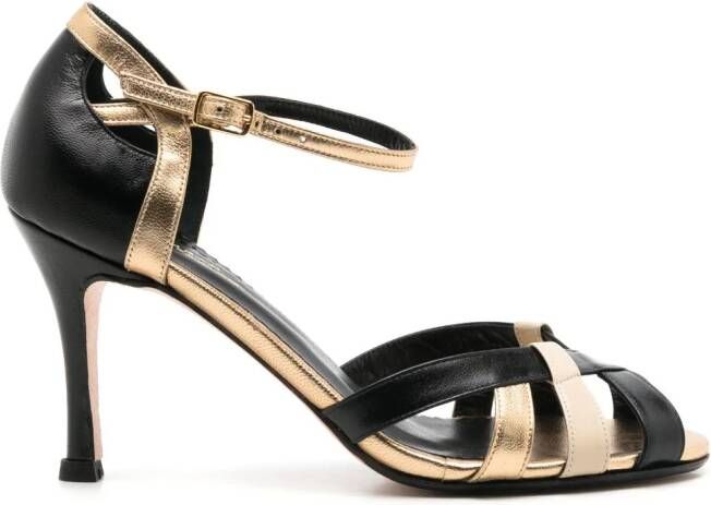 Sarah Chofakian Olga sandalen met metallic-effect Zwart