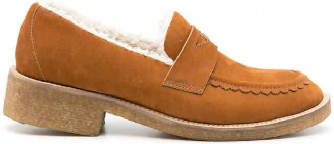 Sarah Chofakian Pullman loafers met lammy afwerking Bruin