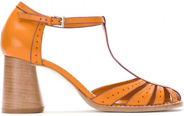 Sarah Chofakian Pumps met blokhak Oranje