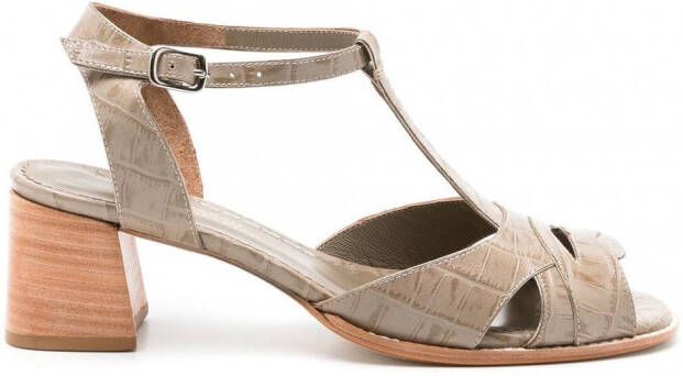 Sarah Chofakian Sandalen met krokodillenleer-effect Bruin