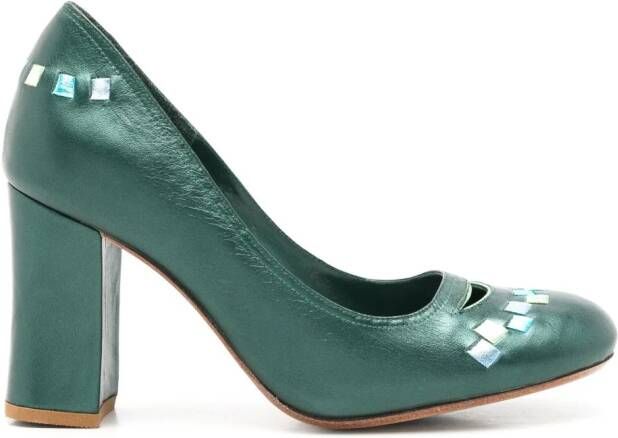 Sarah Chofakian Scarpin Moulins leren pumps Groen