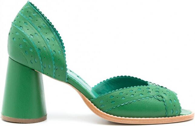 Sarah Chofakian Secret Garden leren pumps Groen