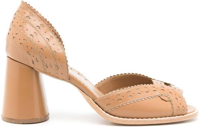 Sarah Chofakian Secret Garden pumps met open neus Bruin