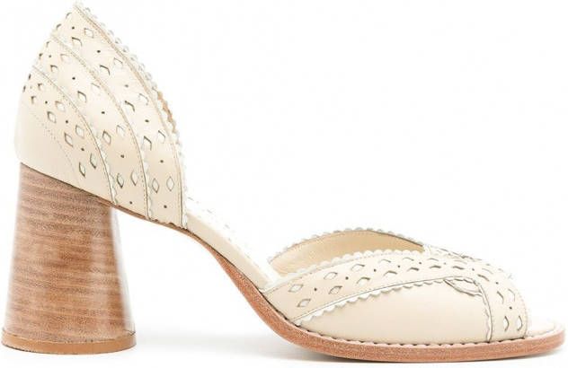 Sarah Chofakian Secret Garden uitgesneden pumps Beige