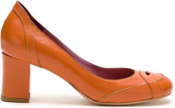 Sarah Chofakian Swan leren pumps Oranje