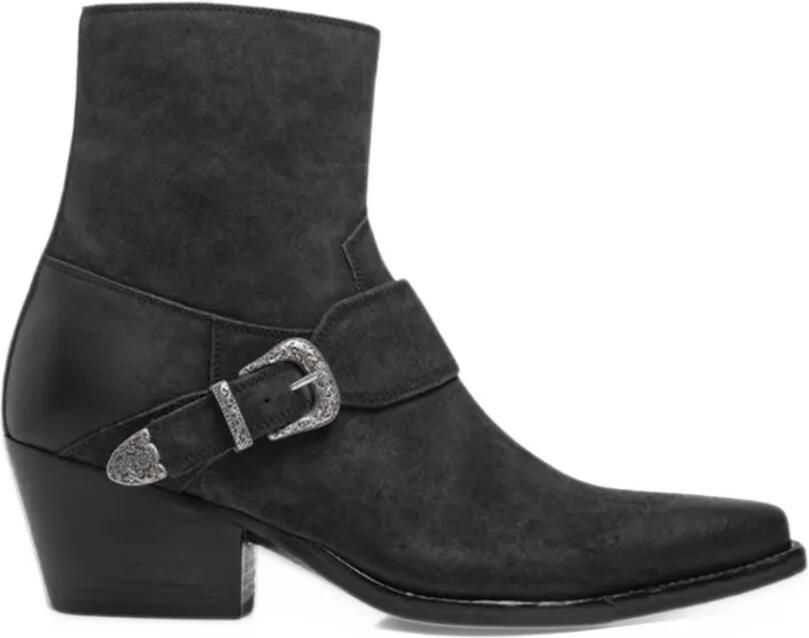 Sartore buckle-strap suede biker boots Zwart