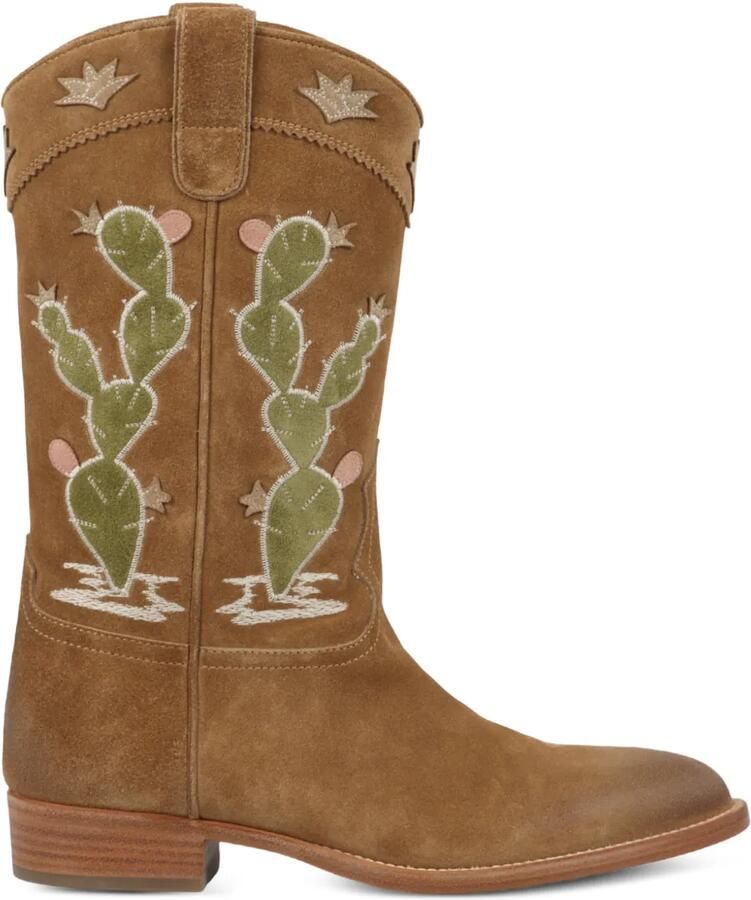 Sartore Laarzen met geborduurde cactus Bruin