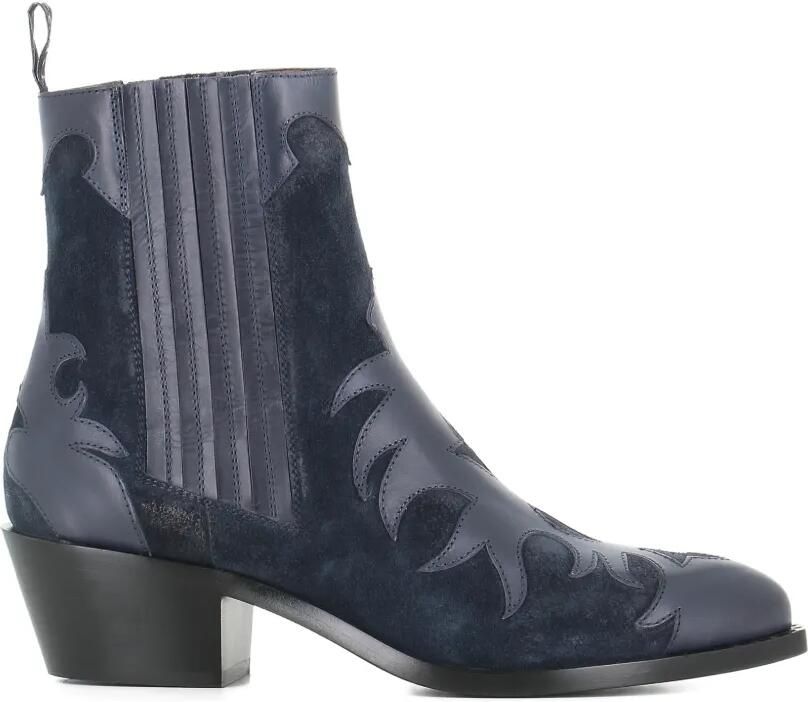 Sartore Laarzen met vlammenapplicatie Blauw