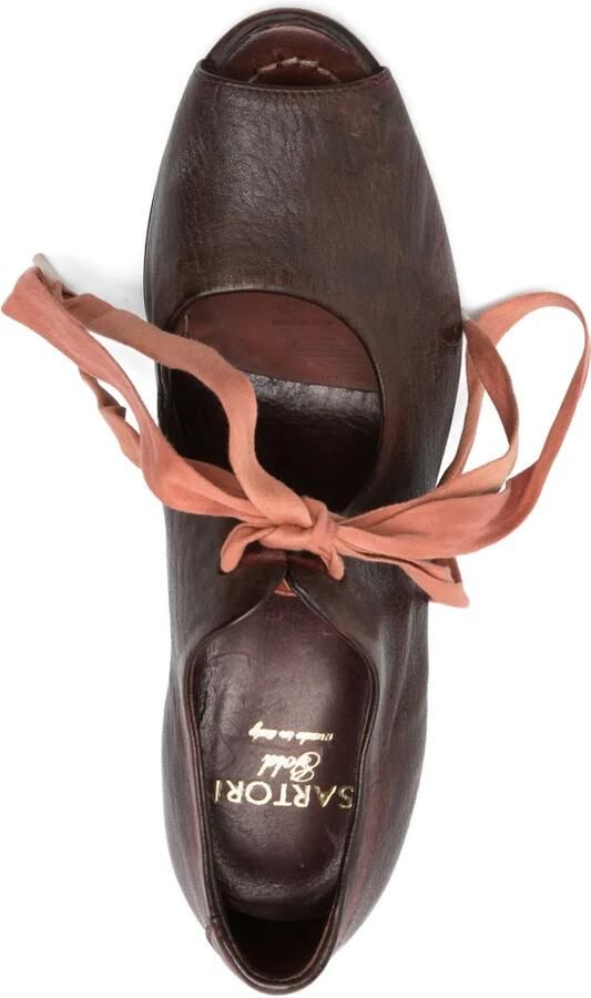 Sartori Gold 70 mm pumps met open neus en veters Bruin - Foto 4