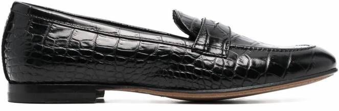 Scarosso Loafers met krokodillenleer-effect Zwart