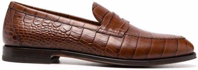 Scarosso Loafers met krokodillenleer-effect Bruin
