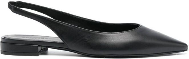 Scarosso Leren slingback ballerina's Zwart