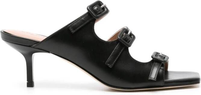 Scarosso Manuela 65mm leather mules Zwart