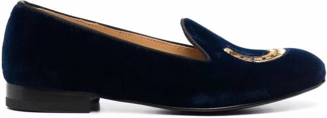Scarosso Myrtle fluwelen loafers Blauw
