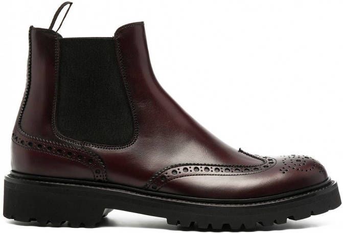 Scarosso Enkellaarzen met brogue detail Rood