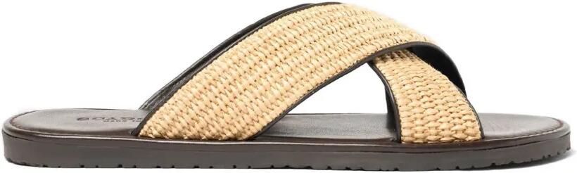 Scarosso Ettore raffia sandalen met gekruiste bandjes Beige