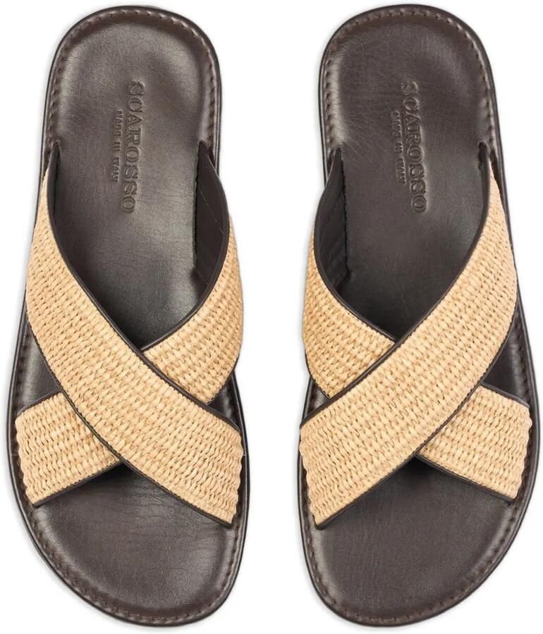 Scarosso Ettore raffia sandalen met gekruiste bandjes Beige - Foto 2