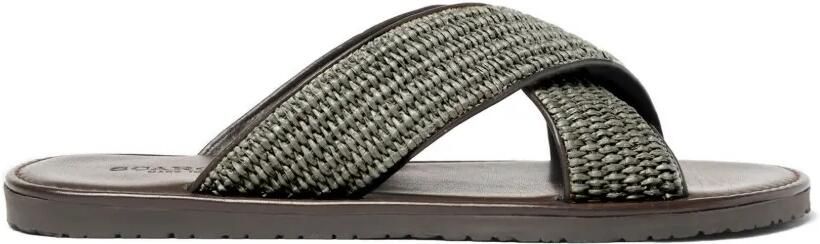 Scarosso Ettore raffia sandalen met gekruiste bandjes Groen