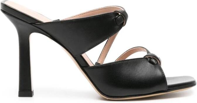 Scarosso Zoe strappy leather mules Zwart