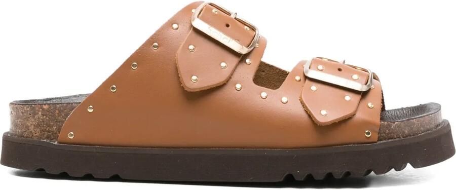 Scholl Beatriz sandalen met dubbele gesp en studs Bruin