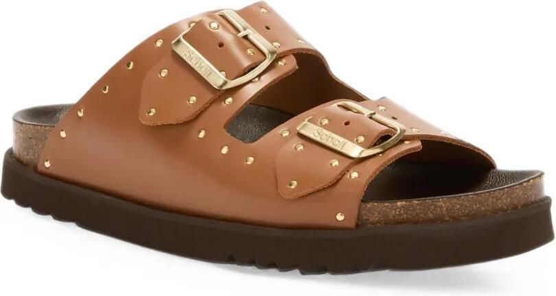 Scholl Beatriz slippers met studs en gesp Bruin - Foto 4