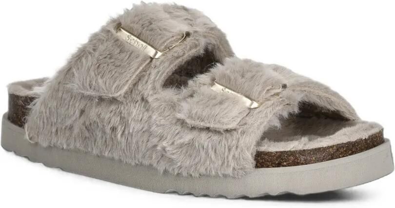 Scholl Belle slippers van imitatiebont met gespsluiting Grijs - Foto 4
