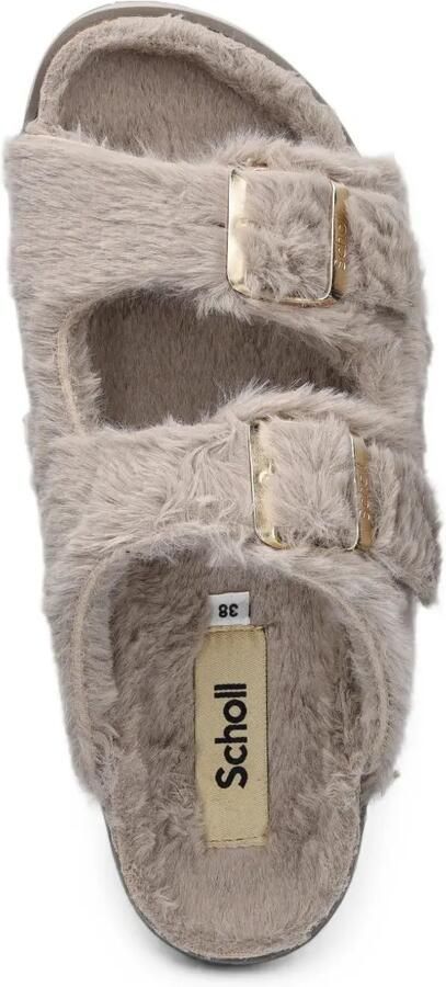 Scholl Belle slippers van imitatiebont met gespsluiting Grijs - Foto 2