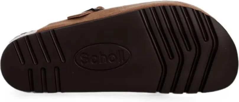 Scholl Boston suède slippers met gespsluiting Bruin - Foto 5