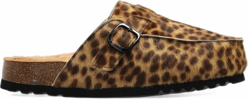 Scholl Dakota Fur leopard-print clogs Bruin