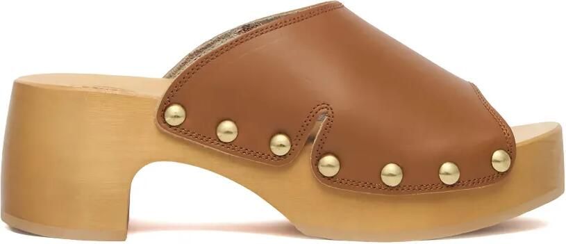 Scholl Leren sandalen met studs Bruin
