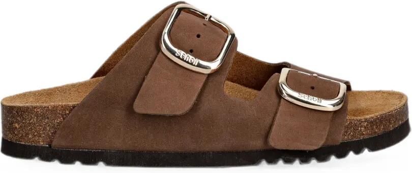 Scholl NOELLE slippers met gespsluiting Bruin