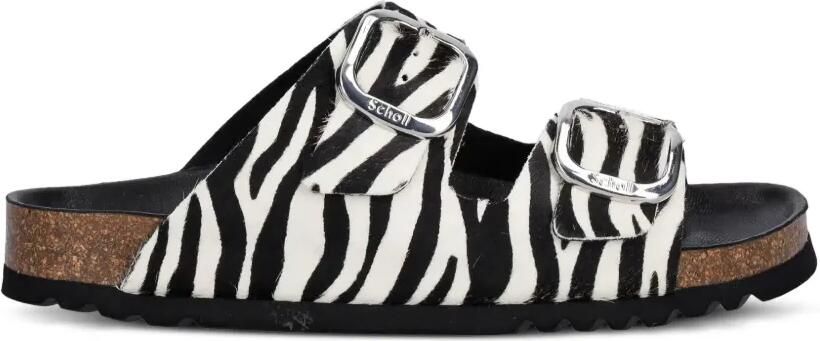 Scholl Noelle slippers met zebraprint en gesp Wit - Foto 4