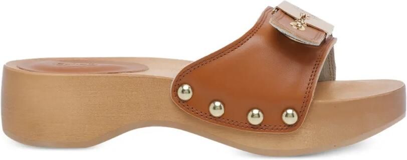 Scholl Pescura Heel Sr leren sandalen met hak Bruin