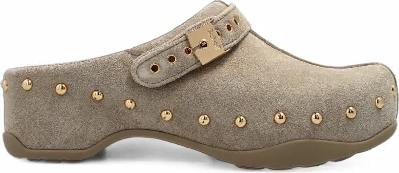 Scholl Pescura Phoebe muiltjes met hak met studs Beige